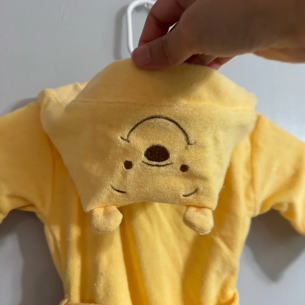 Disney Baby Winnie The Pooh Soft Yellow Cotton Robe Size 3 Month